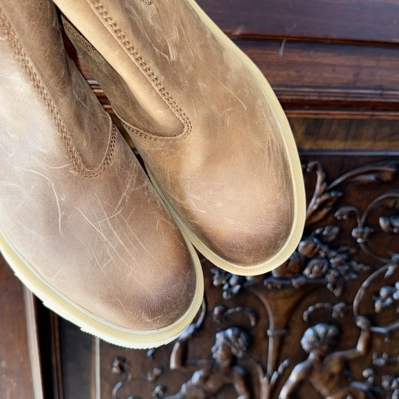 Sorel Chelsea boots Tan Ankle pull on hi line heeled NEW 7.5 leather moto boho - Picture 10 of 13